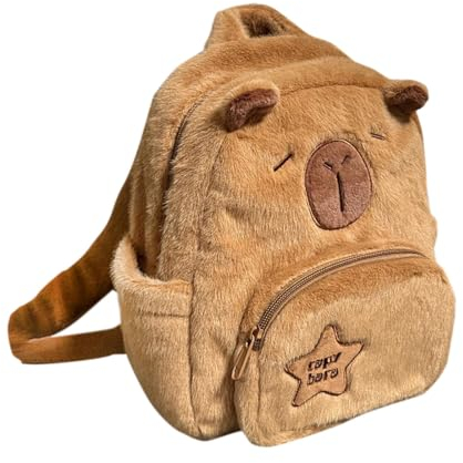 Amagogo Plüsch-Capybara-Rucksack, Schultasche, große Kapazität, Cartoon, leicht, Schultasche, Büchertasche für Frauen, Mädchen, Studenten, Teenager, Jungen