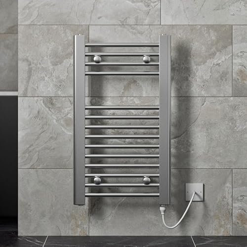 Radiant Living Flat Electric Heated Towel Rail Radiator Bathroom Chrome Wall Mounted 700 x 400mm