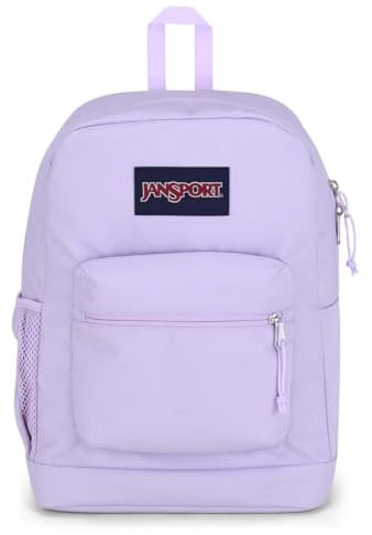 JanSport Cross Town Plus Backpack - Large Main Compartment, Side Water Bottle Pocket, 15-Inch Padded Laptop Sleeve - Pastel Lilac
