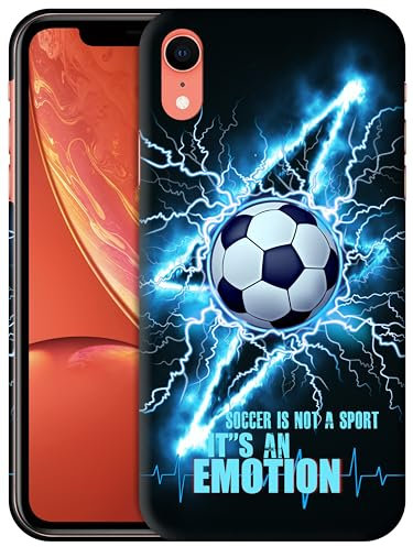 GlamCase for iPhone XR, iPhone XR Case - Football (Soccer) Lightining Design Printed Slim Fit Cute Plastic Hard Snap on Protective Designer Back Phone Case/Cover for iPhone XR. Multicolor