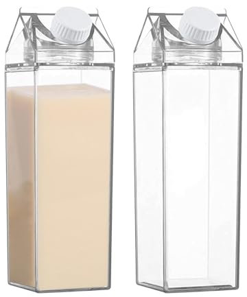 Générique 2 Pièces Bouteille De Lait Transparent Carton De Lait Bouteille D'eau 500 Ml Bouteille De Lait Transparent 500ML,Bouteilles D'eau En Carton De Lait, Pour Jus, Boissons, Lait