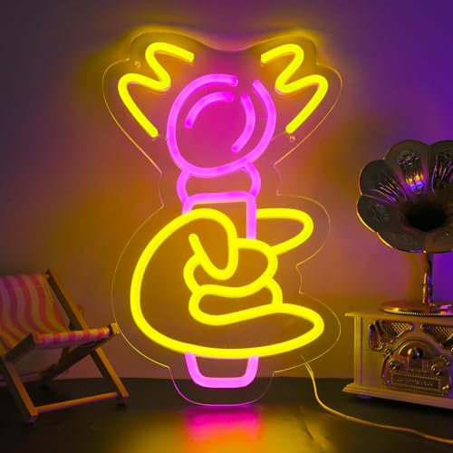 Neonschilder für Wanddekoration, LED-Mikrofon-Neonlichtschilder, USB-betrieben, dimmbare LED-Schilder, Mikrofon, Studio, Musik, Neonlichter für Spielzimmer, Bar, Kneipe, Karaoke, Party, Geburtstag