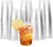 MATANA 120 Clear Hard Plastic Cups, Tumblers with Silver Glitter (285ml / 10oz) - Sturdy & Reusable - Birthdays, Weddings, Anniversary, Christmas, BBQ, Picnic, Parties