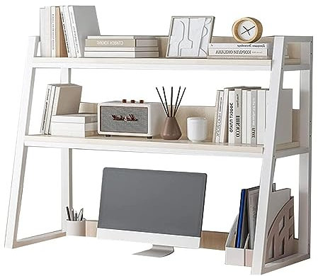 Scaffale da scrivania Scaffale/libreria da scrivania a 2 Livelli - Scaffale da scrivania da Ufficio, scaffale per Esposizione da scrivania, scaffale per Libri, Scala con Struttura in Acciaio, ripian