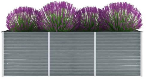 Myheimly Garten-Hochbeet Verzinkter Stahl Gartenbeet Pflanzbeet Frühbeet 240x80x77 cm Grau