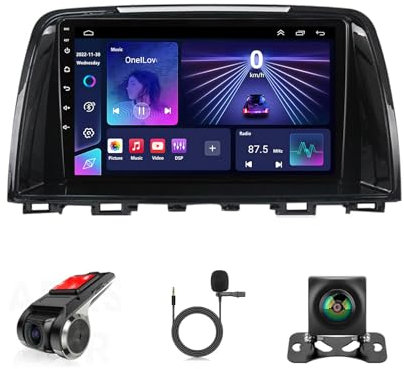 9 Inch Touch Screen Car Radio Android 14 Bluetooth Car Stereo Radio For Mazda 6 lll 2012-2017 With WiFi Steering Wheel Controls Bluetooth GPS Navigation Carplay AHD Reverse Camera(A1 1+32G)