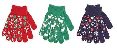 A2Z 4 Kids Girls Boys Xmas Gloves 3 Pack Winter Warm Magic Gloves Children Full Finger Stretchy Walking Riding Gripper Gloves Windproof Christmas Mittens One Size Fit Suitable Ages 5-13 Yrs
