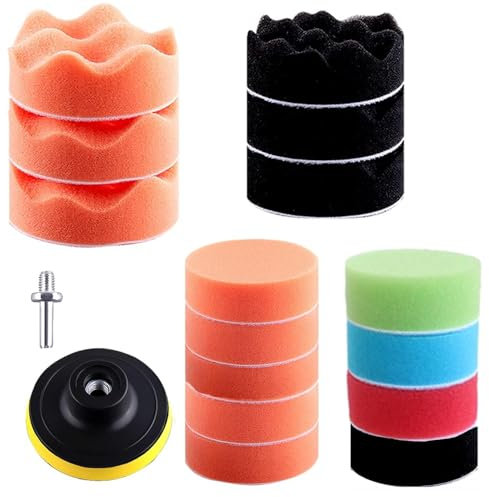 19 Stück Schwamm Polierschwamm Auto Polierpad Set passend für Exzenterpolierer, Schleifmaschine, Polierpad zum Polieren, Schleifen, Wachsen