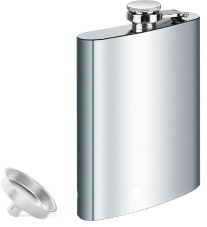 Edelstahl Flachmann und Trichter, 8oz.227 ml Geeignet Zum Tragen von Alkohol, Aus 304 Edelstahl