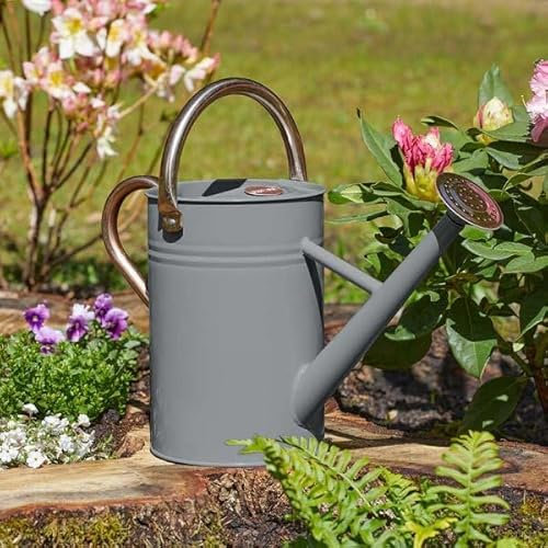 Garden Mile Gießkanne aus Stahl, für den Innen- und Außenbereich, Rasenbegrenzungen, Terrassen-Übertöpfe, Körbe, leichte Handwasserkanne mit Bewässerungsrose (Schiefer, 4,5 l)