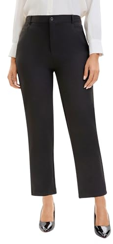 Nanxson Pantalon pour Femme Noir Business élastique Pantalon de Costume | Pantalon de travail, avec 2 Poche,Taille élastiquée, pour Travail de bureau, tenue vestimentaire au quotidien