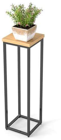 Youyijia Eichenholz Blumenregal 70cm Höhe mit Verstellfüßen | Balkon Blumenständer Naturholz | Indoor/Outdoor Pflanzregal mit Eisenbeschichtung für Balkon Garten Terrasse