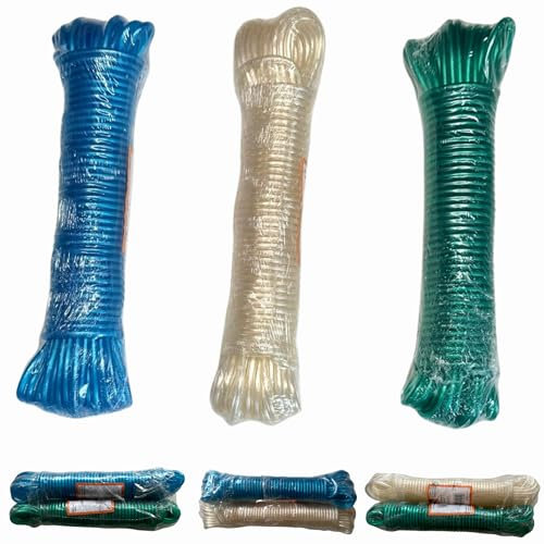 Juego de 30m de Cuerda para Tender y Colgar con Núcleo de Acero – Resistencia y Durabilidad para un Secado Seguro, Exterior Resistente al Agua y Corrosión. para Camping y Jardín (2 Unidades de 15m)