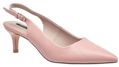 French Connection Escarpins à talons pointus pour femme - Chaussures habillées à talon moyen avec sangle réglable, rose poudré, 41 EU