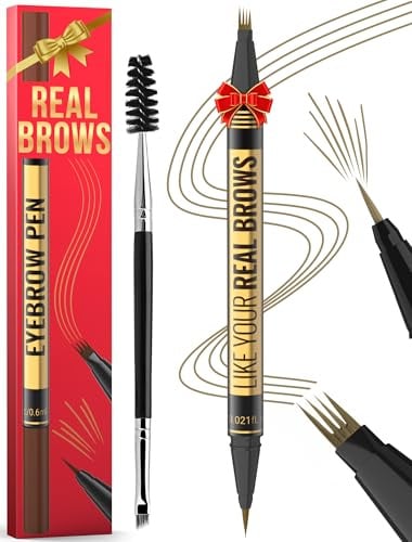 Vevivia Beauty Eyebrow Pen - Eyebrow pencil with Micro-Fork Tip & Precision Tip for Natural Brows, Eyebrow Pencils for Women, Dual-Ended Brow Brush, Waterproof, Light Brown