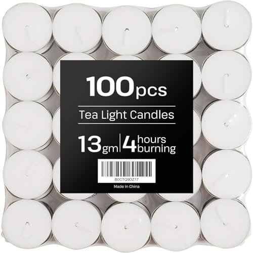 4 Hour Tea Light Candles Unscented Tealights Candle White 100 Pack