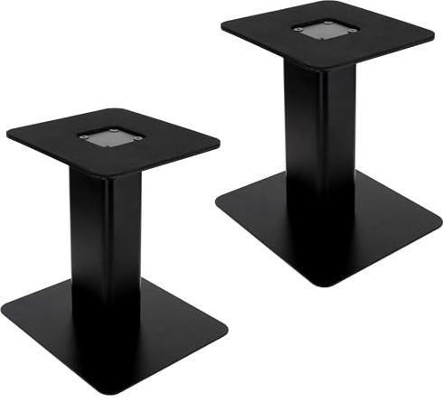 Desktop Speaker Stands (Pair) – Heavy Duty 15x17 cm Padded Metal Tray, Sturdy Flat Base, Compact Design for 3″-4″ Monitor & Bookshelf Speakers – 20 cm Tall