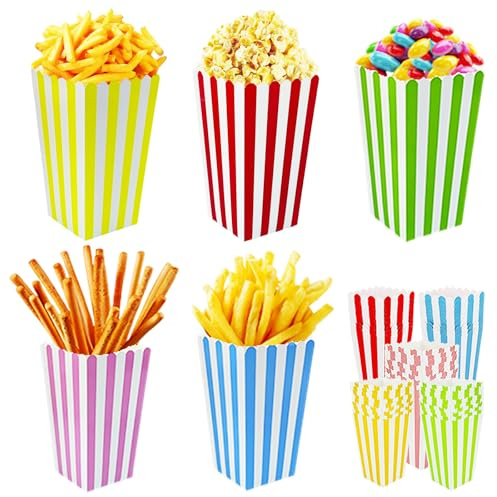 50 Pezzi Sacchetti Popcorn, Piccoli Porta Pop Corn Rossa,Sacchetti Caramelle in Carta per Snack, Candy Bar, Festa di Compleanno, Regalo