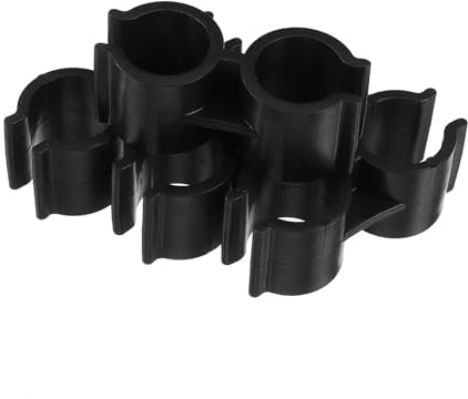 LALADEFIEE 4pcs Double Port Pipe Clamps Clips Plastic Broom Holder Connector for Dustpan Storage Fits Pipes Easy Press Installation for Organized Cleaning Tools