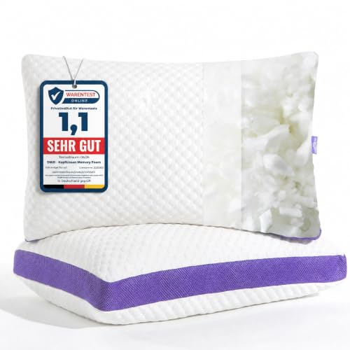 DWR Kudde 40 x 80 cm, minnesskumkudde, ergonomisk molnkudde, höjdjusterbar kudde med dragkedja, avtagbar/tvättbart örngott (1-pack)