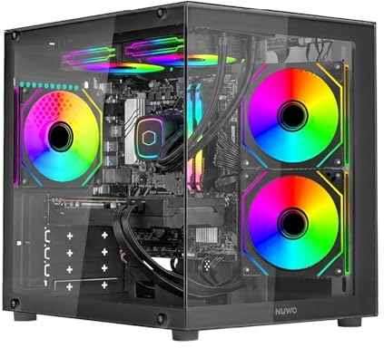 Nuwo Vitra BK100 Case PC Gaming Micro-ATX Nero Vetro Temperato 3 Fan ARGB