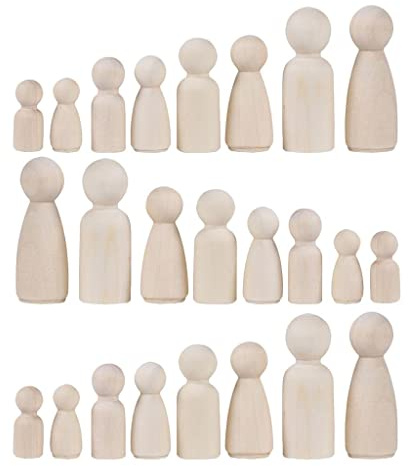 Hisxrcal 3er Set mit Je 12 Holzfiguren (männlich/weiblich)