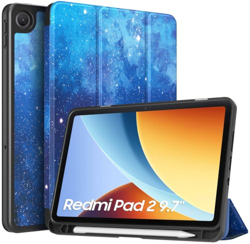 TiMOVO Cover per Xiaomi Redmi Pad 2 9,7 Pollici 2026 con Portapenne | Cielo Stellato Blu, TPU Morbido, Attivazione/Sospensione Automatica