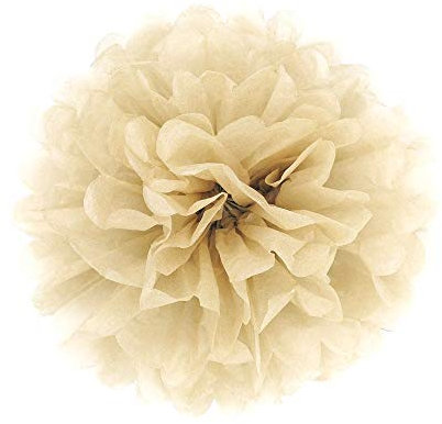 JZK 10 x Pompoms Pompons, 25cm Durchmesser, Seidenpapier blume Dekoration für Wohnzimmer Hochzeit Geburtstag Babyparty Kinder Party Weihnachten Silvester, Khaki/ Hellbraun