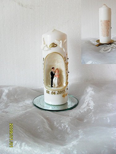 Hochzeitskerze-Traukerze-Brautkerze - Hochzeitsgeschenk mit Brautpaar -sehr Edel ink.Namen,Datum.