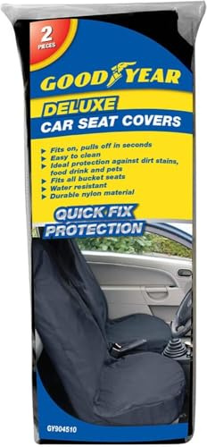 Goodyear 2x Car/Van Front Seat Covers Pair Durable Water Dirt Stain Mess Resistant Protector