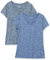 Amazon Essentials Camiseta Elástica de Secado Rápido, Manga Corta y Cuello en V (Hay Tallas Grandes) Mujer, Pack de 2, Azul Marino Mezcla/Negro Mezcla, L