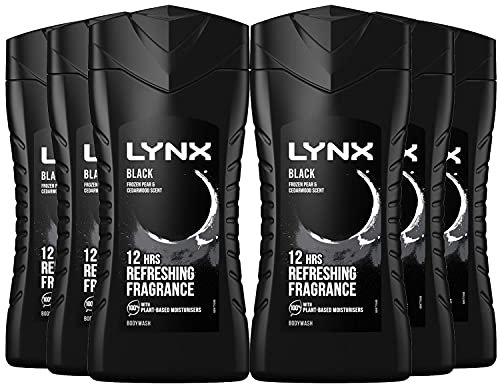 Lynx Black Shower Gel Body Wash (6 x 225ml)