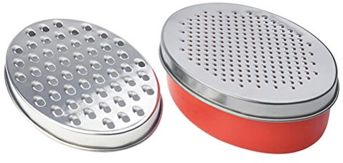 BESTONZON Rallador multifuncional de acero inoxidable para frutas y verduras con recipiente de almacenamiento (rojo)