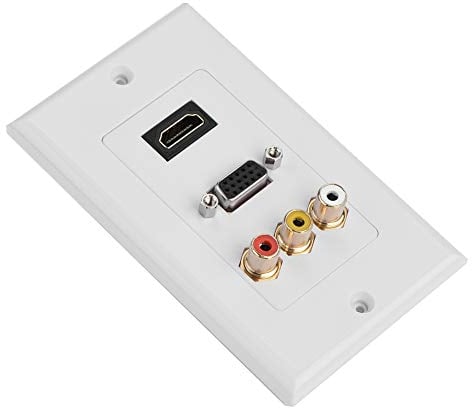ASHATA 3-in-1 Multimedia Wall Plates Socket Panel, 3-in-1 Composite HDMI VGA Ports, Multi-level Protection, Supports 1080P Output