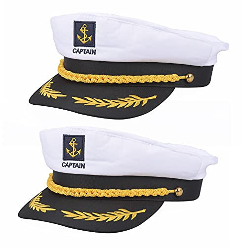 Euvoym 2 Stück Kapitän Hut Kappe Erwachsene Matrosen Hut Verstellbar Kapitäns Hut für Seemann Marine Admiral Kostüm Zubehör