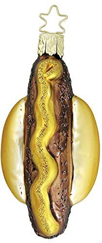 Inge Glas Christbaumschmuck Bratwurst 8cm | Weihnachtskugel aus Glas | Figur Coburger Bratwurst