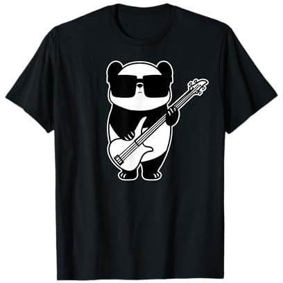 Chitarrista Bassista Chitarra Panda Con Basso elettrico Maglietta