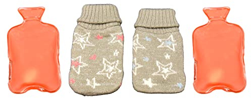 jameitop® 2er Set Premium Taschenwärmer mit Strickbezug Bunte Sterne Handwärmer 2 Verschiedene Modelle Wärmflasche