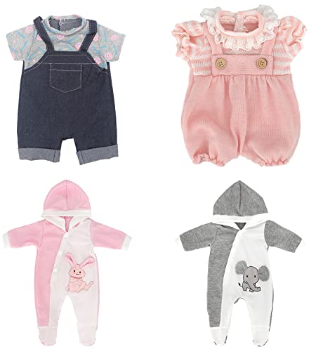 ZWOOS Puppenkleidung für Babypuppen 35-43 cm, Geschenke für Mädchen, Kinder, 4er-Pack