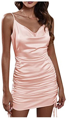 Ni_ka Robe Femme Sexy Club Libertin Robes Courte à Encolure en V Chic Bretelles Dresses Couleur Unie Dos Nu Fin Dress Summer Noir Blanc Taille XS à XL