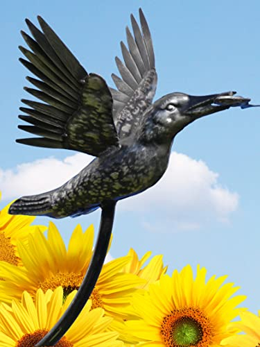 Pommerntraum ® | Edelstahl rostfrei Regenmesser Niederschlagsmesser Pluviometer Vogel hochwertige Gartendeko Gartenstecker (Silber)