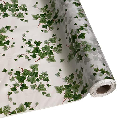 DéVa Wachstuchtischdecke transparent Efeu in 1,4m Breite (Meterware) - PVC Wachstuch - Outdoor und Indoor Tischdecke