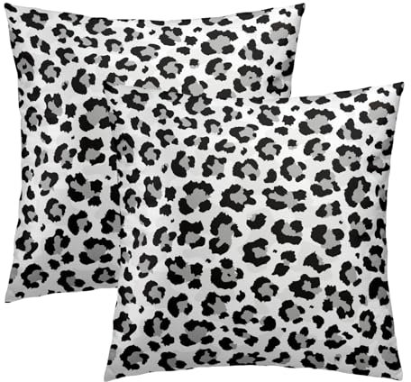 Kawani Kissenbezüge mit Leopardenmuster, 45,7 x 45,7 cm, 2 Stück, Motiv: Schnee, Gepard, Bauernhaus-Kissenbezüge, Baumwolle, quadratisch, für Zuhause, Couch, Bett, Sofa, Stuhl, Dekoration