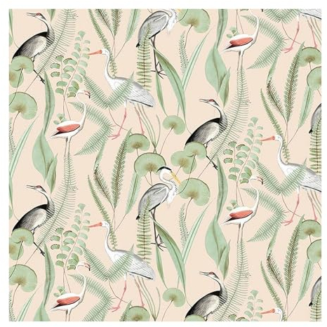Muriva Eden Kivu Birds Water Plants Wallpaper Pink M37403