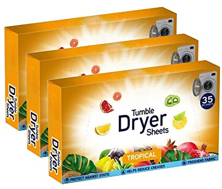 Tropical Tumble Dryer Sheets105 - Tumble Dryer Sheets Long Lasting Fragrance and Softness -Protect Against Static - Help Reduce Creases - Freshnes Fabric