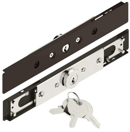 Serrure pour volet roulant tirage direct - Brun - Cylindre Rond - 2 pivots - Haute sécurité - Lame d'épaisseur 13-15 mm - Acier - 3 Clés - Verrouillage manuel - Anti effraction - Fabrication Française