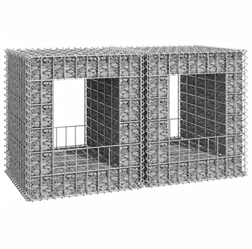 INLIFE Lot de 2 colonnes de gabion 50 x 50 x 60 cm fer, 13,95 kg, 151267
