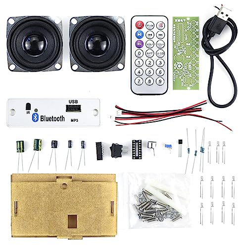POFET DIY Speaker Kit Soldering Practice Kits Electronics Kit Remote Control Available Bluetooth/USB Support with 3W+3W Stereo Amplifier