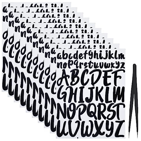JJWNMLL 10Pcs Vinyl Letter Stickers, 1 Inch 2 Inch Capital Alphabet Stickers, Removable Self Adhesive Waterproof Durable Vinyl Giant Letters (Black)
