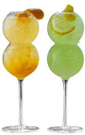 URMAGIC Lot de 2 verres à cocktail créatifs de 470 ml en forme de gourde, verres à vin, verres à vin, verres à eau transparents, verres à champagne, verres à whisky